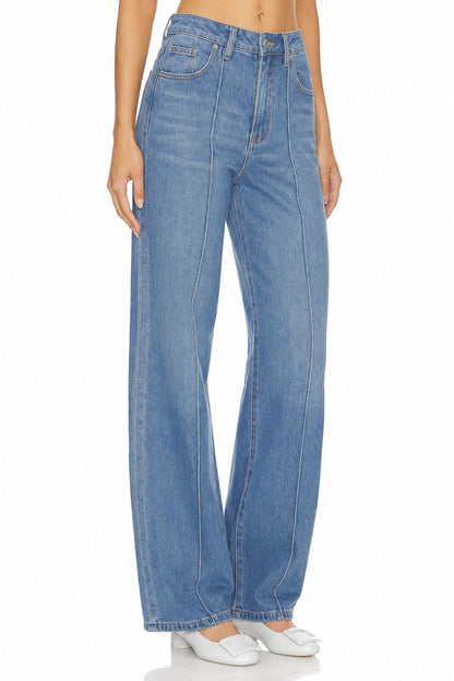Sunzel Womens Wide Leg Jeans High Waisted Denim Pants, Seam Front Loose Vintage Jeans with Pockets Casual Streetwear