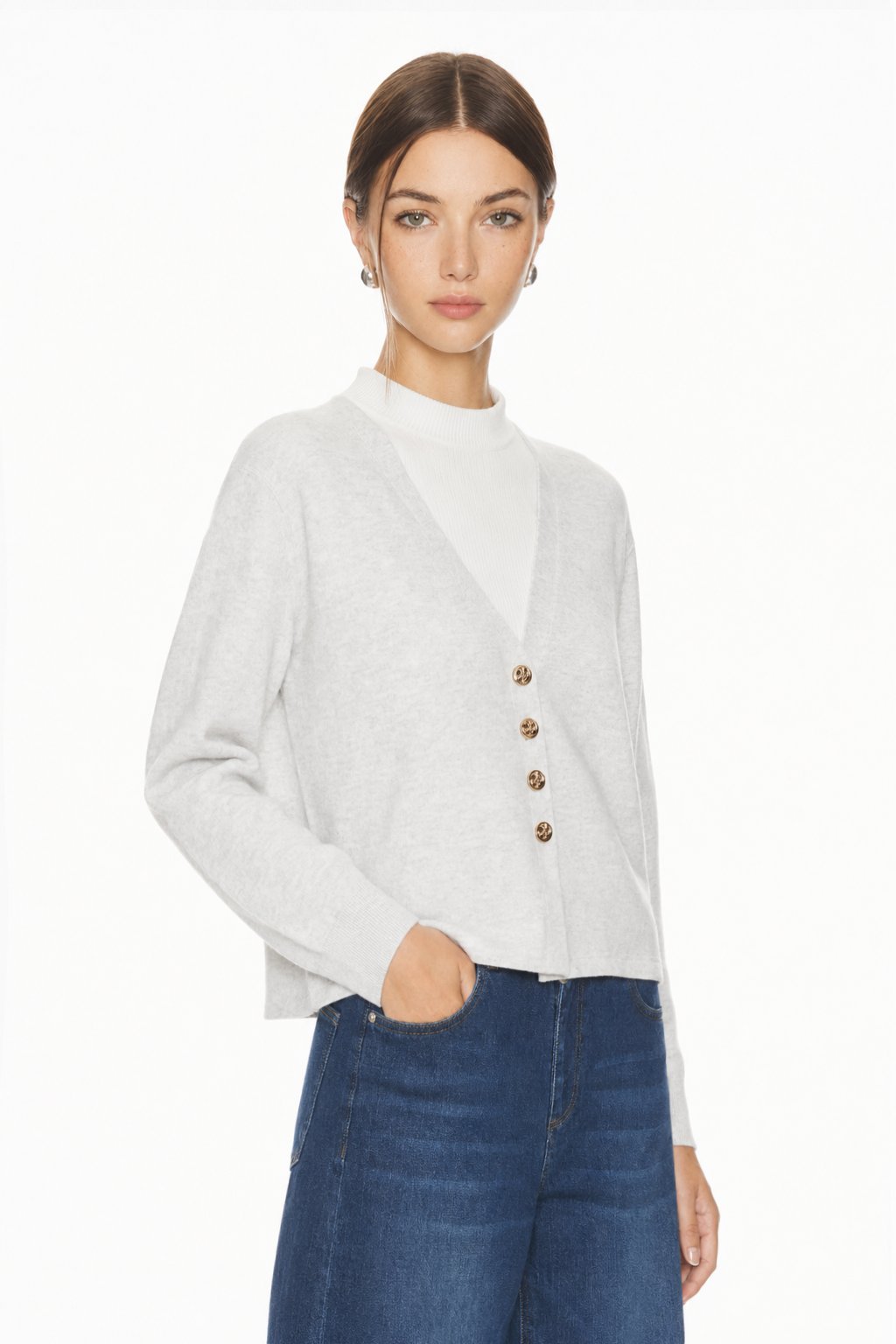 Sunzel Womens Sweater Coat V Neck Button Down Short Cardigan Long Sleeve Smoothing Fall Winter Casual Layering Top