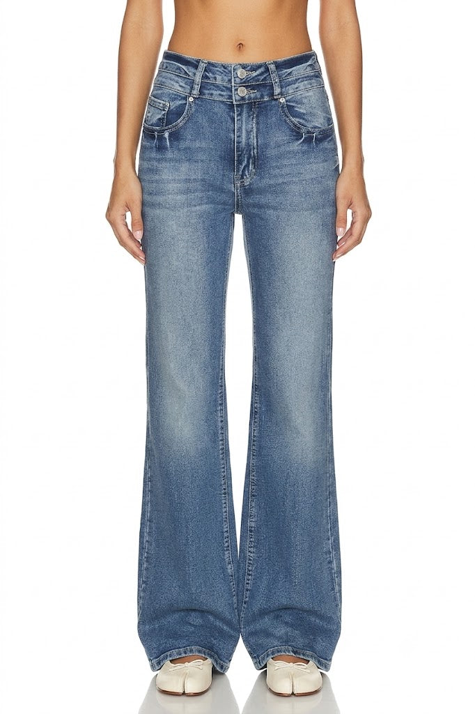 Sunzel Womens Embroidered Flare Jeans High Waisted Denim Pants, Double Button Bootcut Jeans with Pockets Western Style