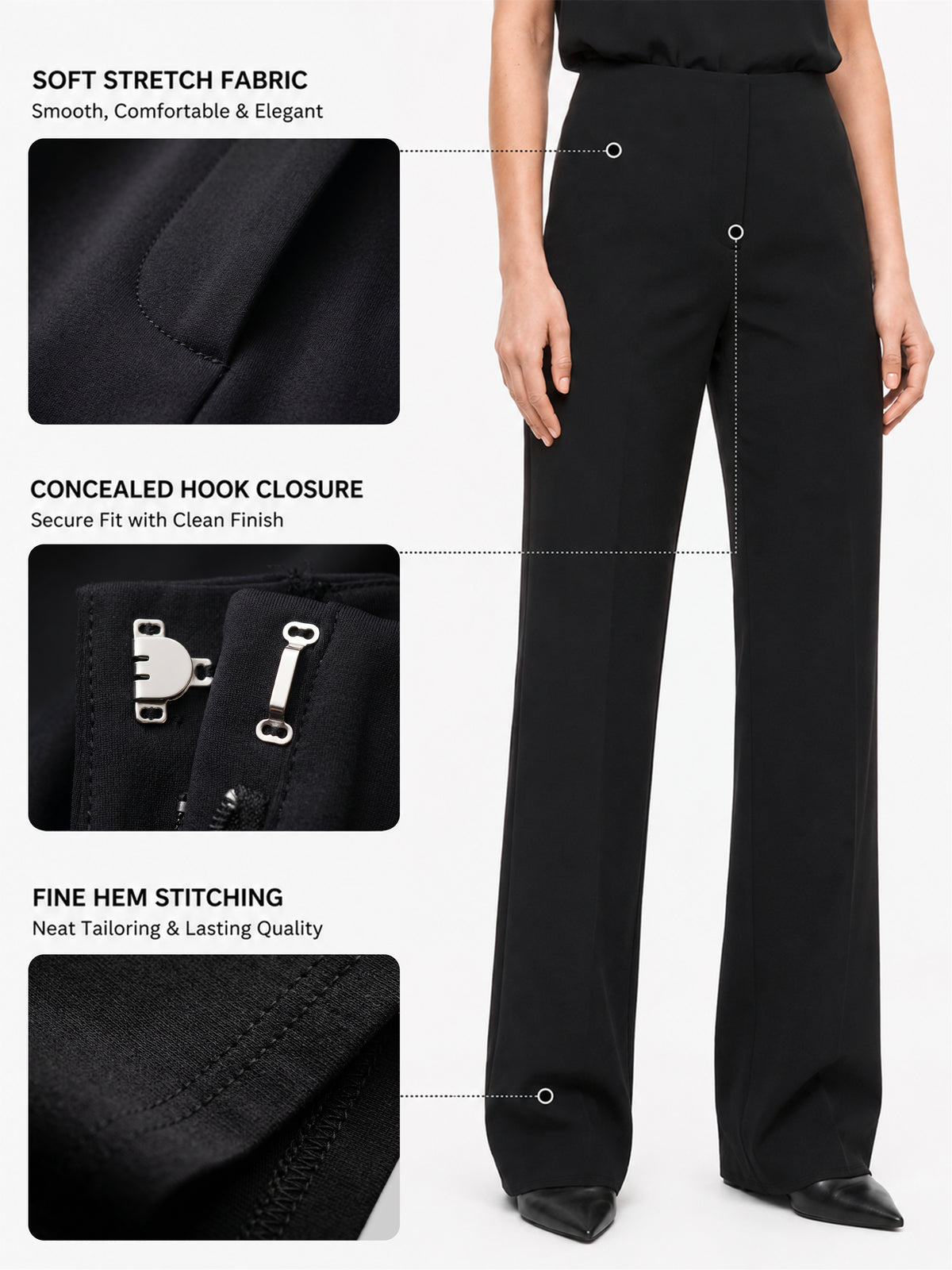 Sunzel Women's Mid Rise Wide Leg Dress Pants Stretchy Office Work Trousers