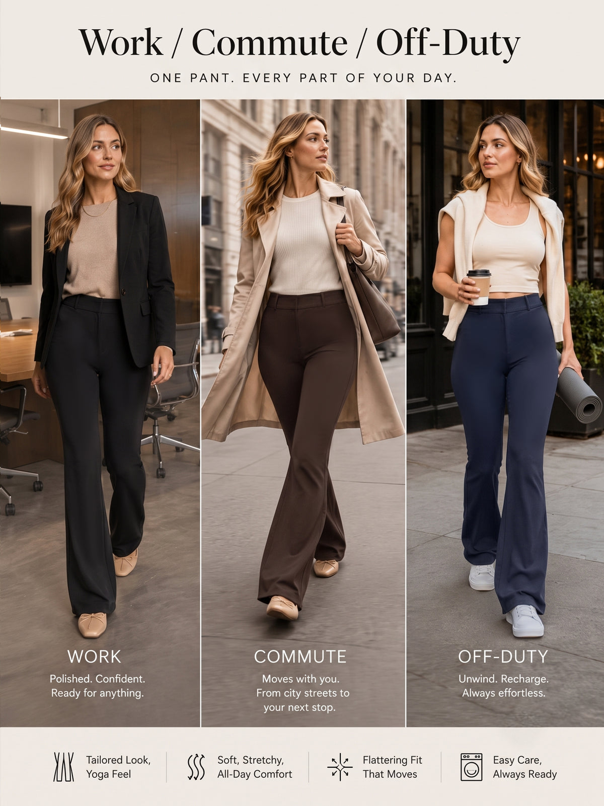 Sunzel Womens Mini Flare Dress Pants Hidden Butt Scrunch Work Trouser