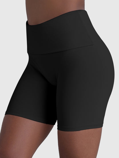 Sunzel Fold Over Biker Shorts Women High Waisted No Front Seam Tummy Control Compression Workout Athletic Gym Yoga Shorts