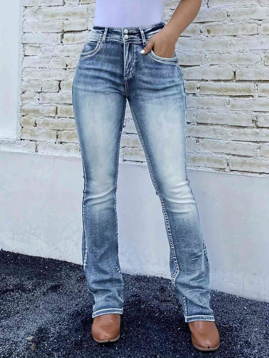 Sunzel Womens Embroidered Bootcut Jeans High Waisted Stretch Denim Pants Flare Leg Pocket Smoothing Retro Casual Jeans