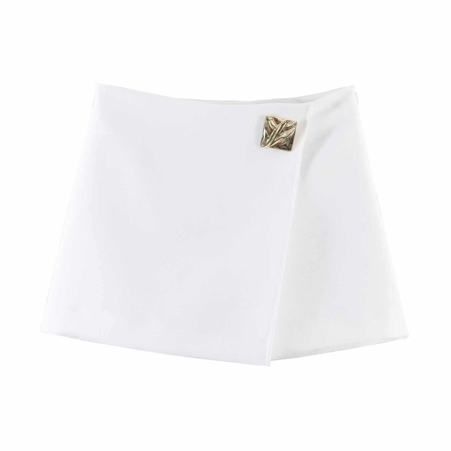 Sunzel Womens High Waisted Mini Skirt with Shorts Asymmetrical Wrap Skort Metal Accent Smoothing Summer Going Out Party Skirt