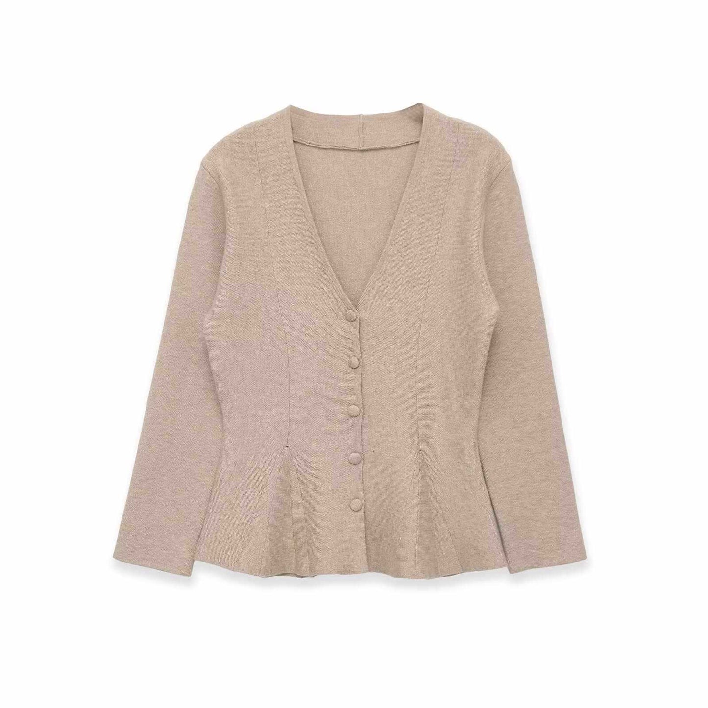 Sunzel Womens Sweater Coat V Neck Button Down Knit Cardigan Peplum Hem Long Sleeve Fall Winter Dressy Casual Jacket