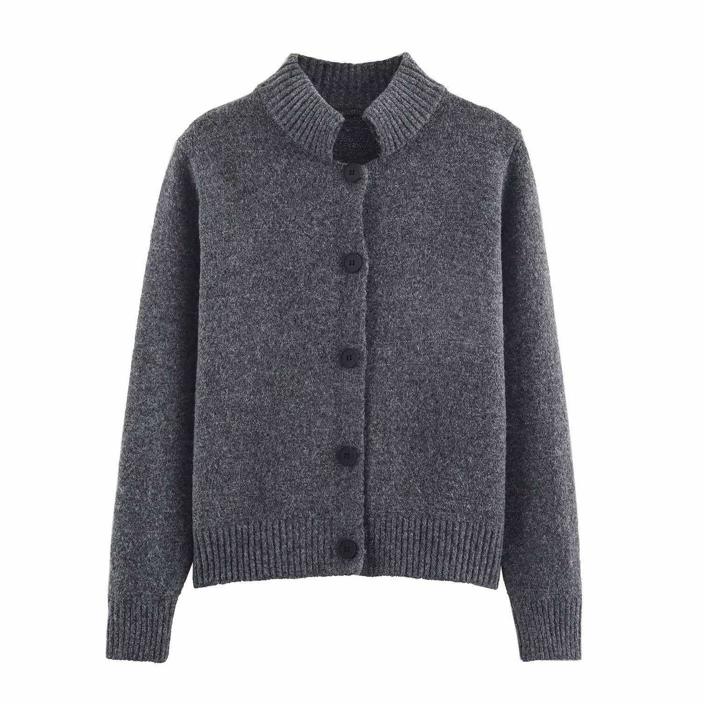 Sunzel Womens Sweater Coat Stand Collar Button Down Knit Cardigan Long Sleeve Ribbed Trim Fall Winter Casual Jacket