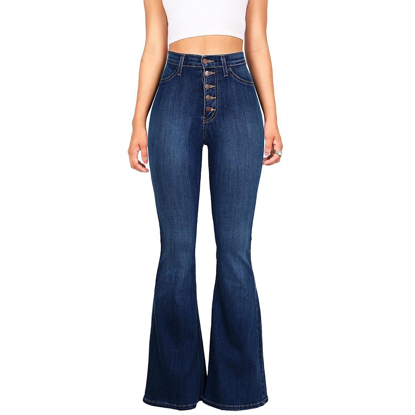 Sunzel Womens Butt Lifting Flare Jeans High Waisted Denim Pants Button Fly Pocket Smoothing Slim Stretch Jeans