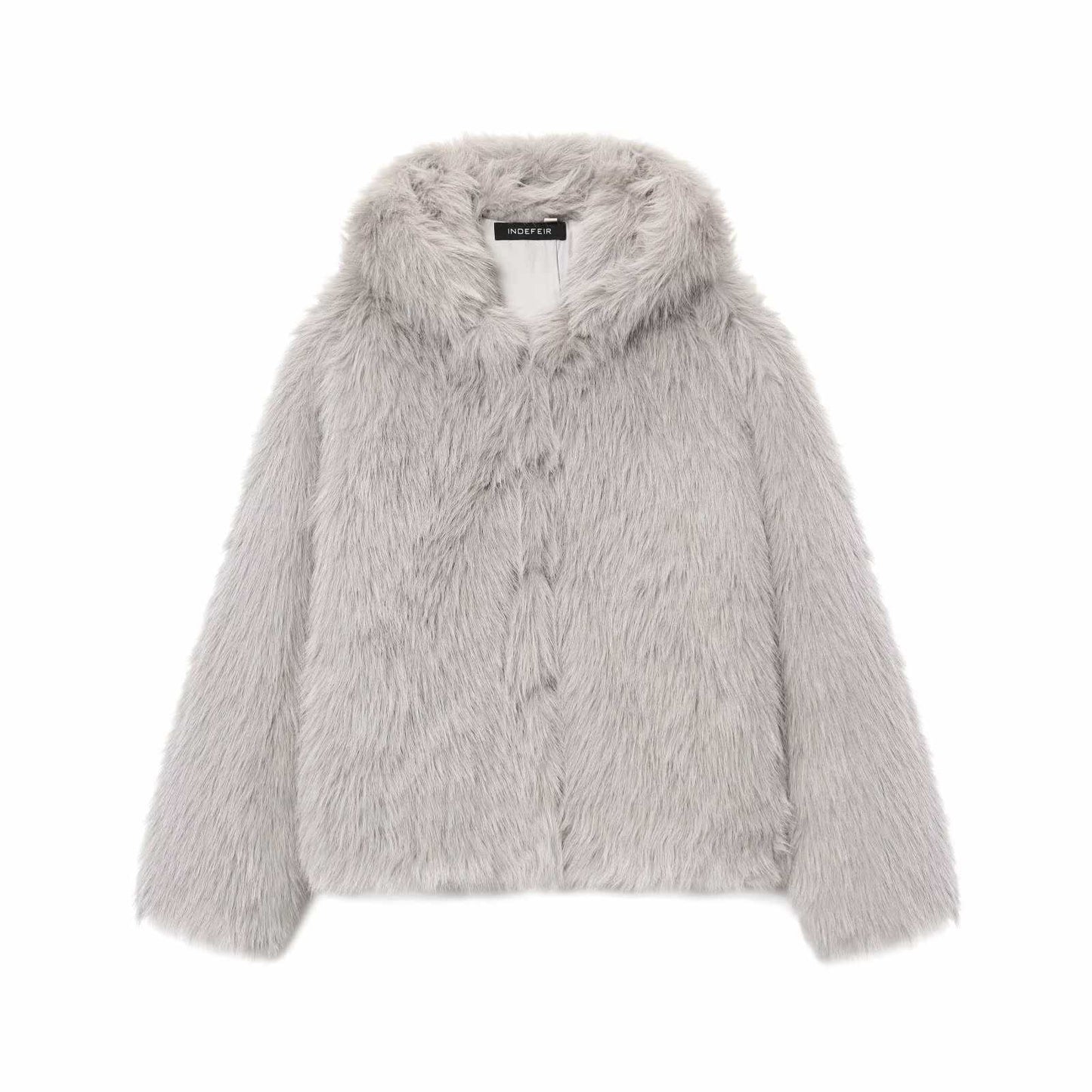 Sunzel Womens Faux Fur Coat Hooded Cropped Jacket Fluffy Plush Long Sleeve Smoothing Fall Winter Dressy Casual Outerwear