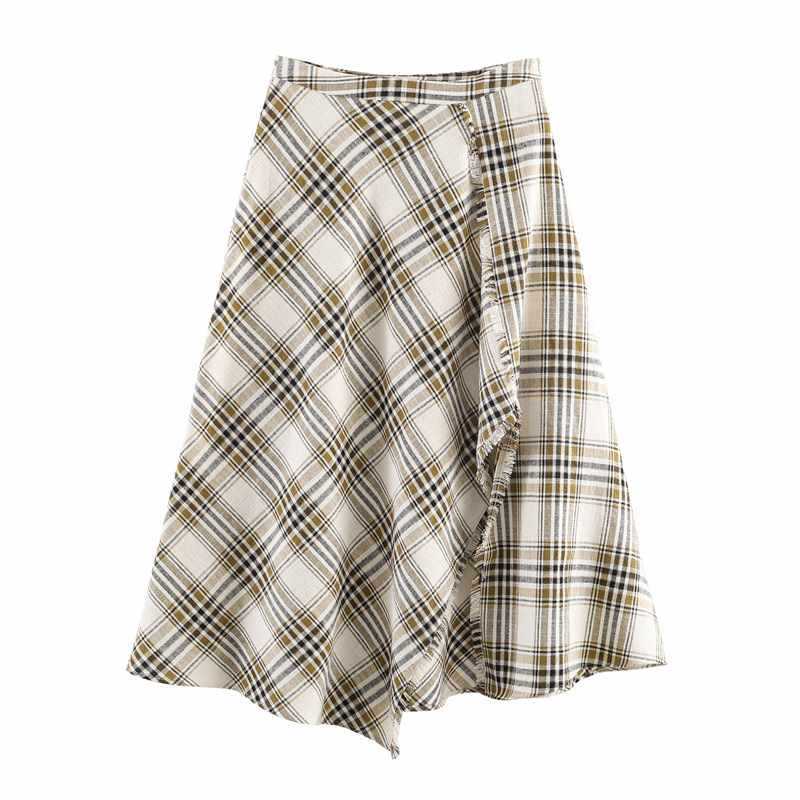 Sunzel Womens Plaid Midi Skirt Asymmetrical Wrap Skirt High Waisted A Line Flowy Smoothing Fall Winter Casual Going Out Skirt