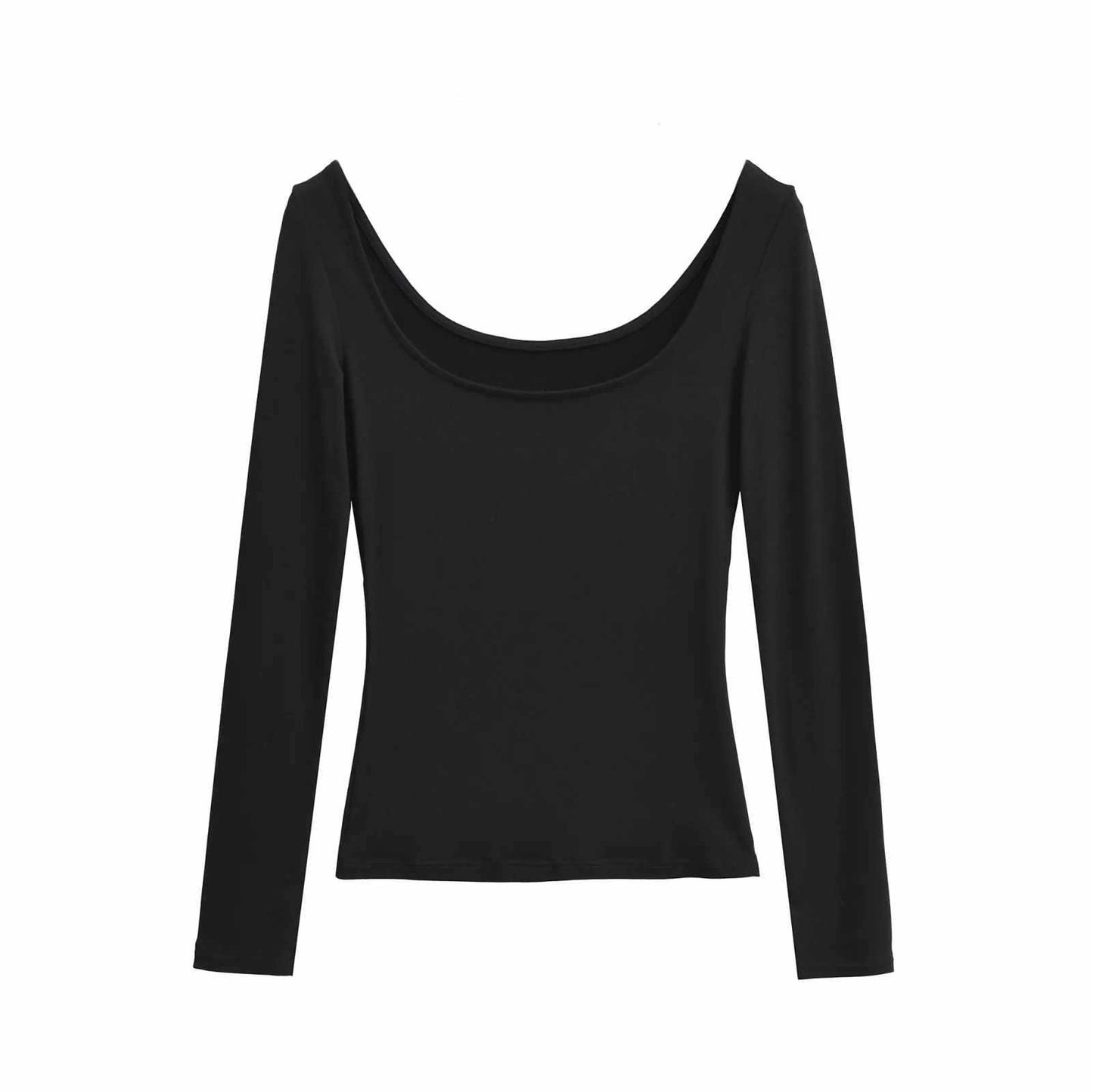 Sunzel Womens Long Sleeve Tops Scoop Neck Fitted Crop Shirt Smoothing Slim Basic Tee Spring Summer Going Out Blouse