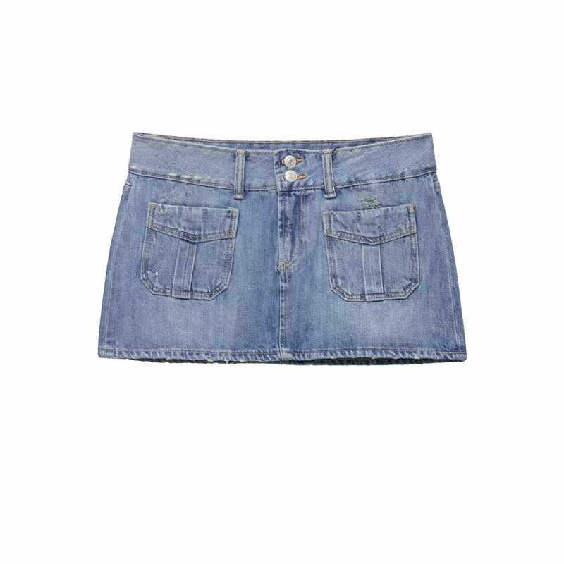 Sunzel Womens Denim Mini Skirt Low Rise Jean Skirt with pockets Button Front Smoothing Summer Y2K Casual Going Out Party Skirt