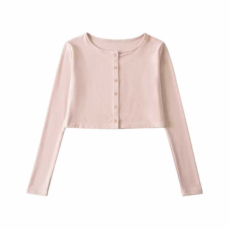 Sunzel Womens Crop Tops Long Sleeve Button Down Shrug Cardigan Scoop Neck Smoothing Going Out Spring Summer Layering Shirt