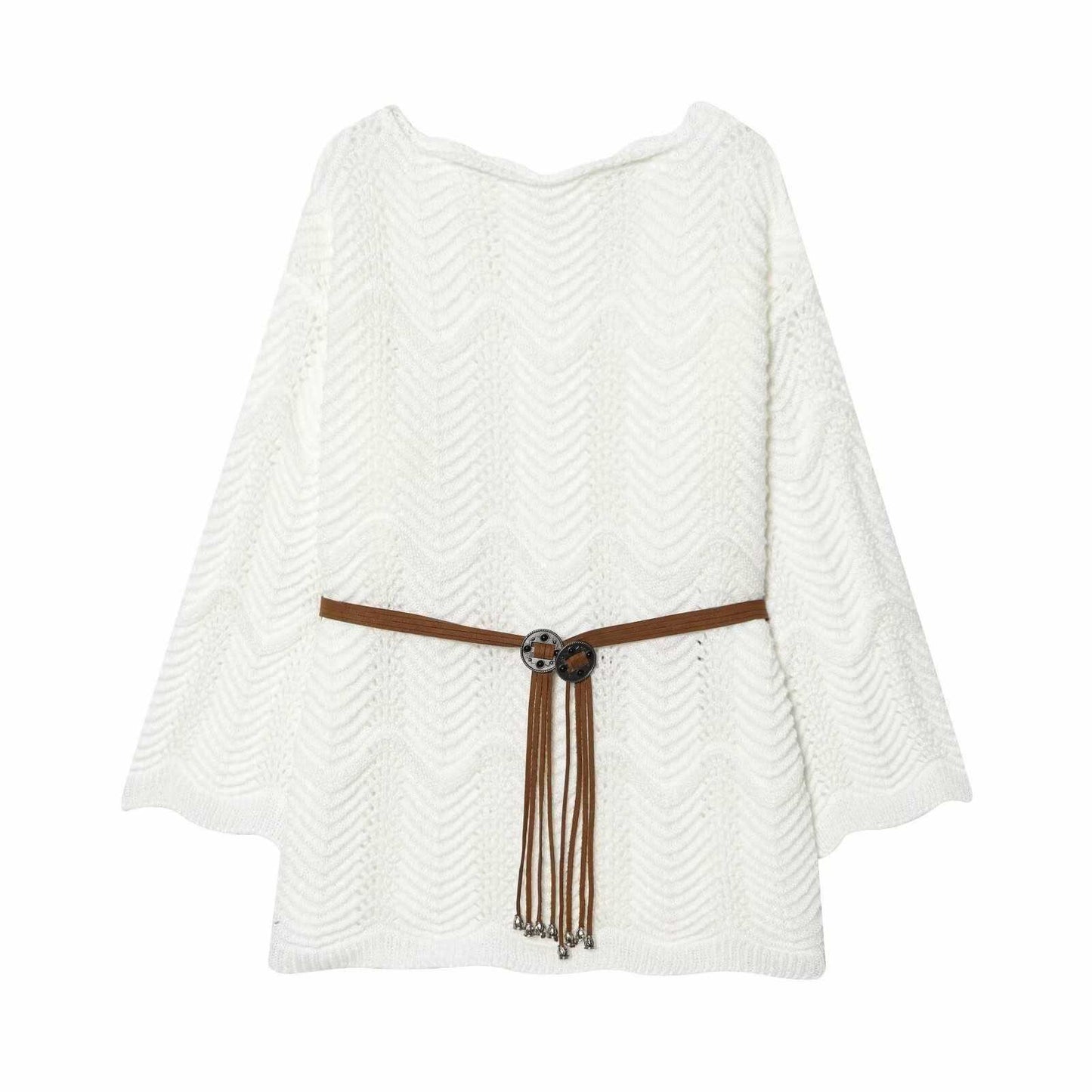 Sunzel Womens Cape Coat Open Front Knit Poncho Sweater Belted Smoothing Loose Fit Long Sleeve Fall Winter Outfit