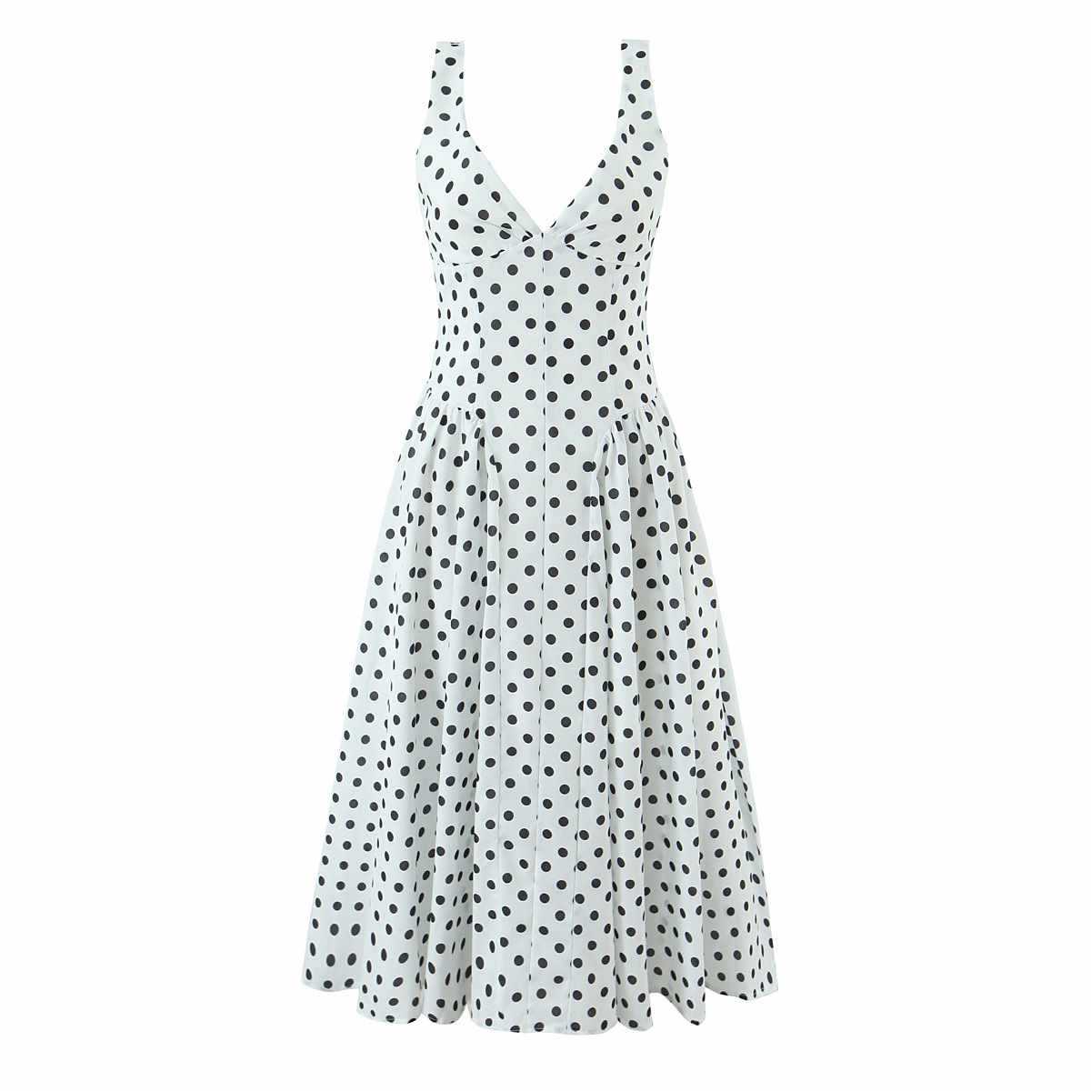 Sunzel Womens Polka Dot Maxi Dress V Neck Sleeveless Fit and Flare Smoothing Summer Wedding Guest Vacation Party Dress