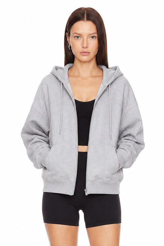 Sunzel Women's Oversized Zip Up Hoodie Sweatshirt, Drawstring Fleece-Feel Full Zip Hooded Winter Outerwear with Pockets