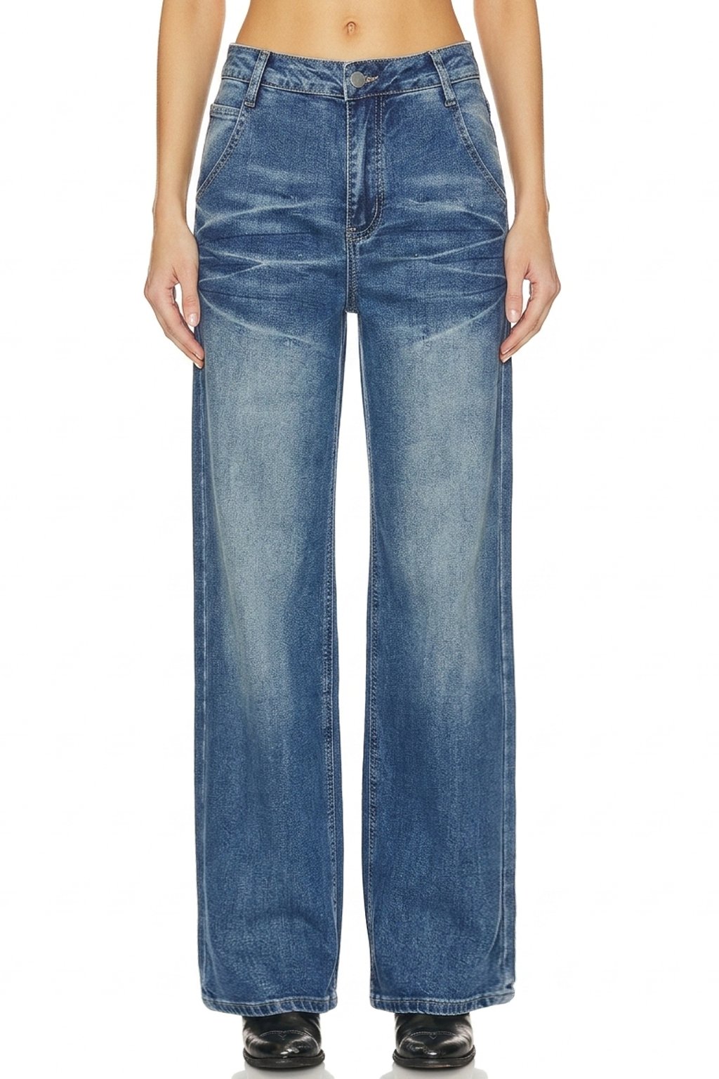 Sunzel Womens Baggy Wide Leg Jeans Low Rise Vintage Wash Denim Pants, Whisker Loose Long Casual Jeans with Pockets