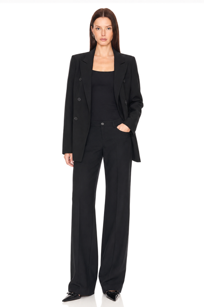 Sunzel Womens Black Blazer Dress Double Breasted Long Sleeve Lapel Slim Fit Longline Jacket with Pockets