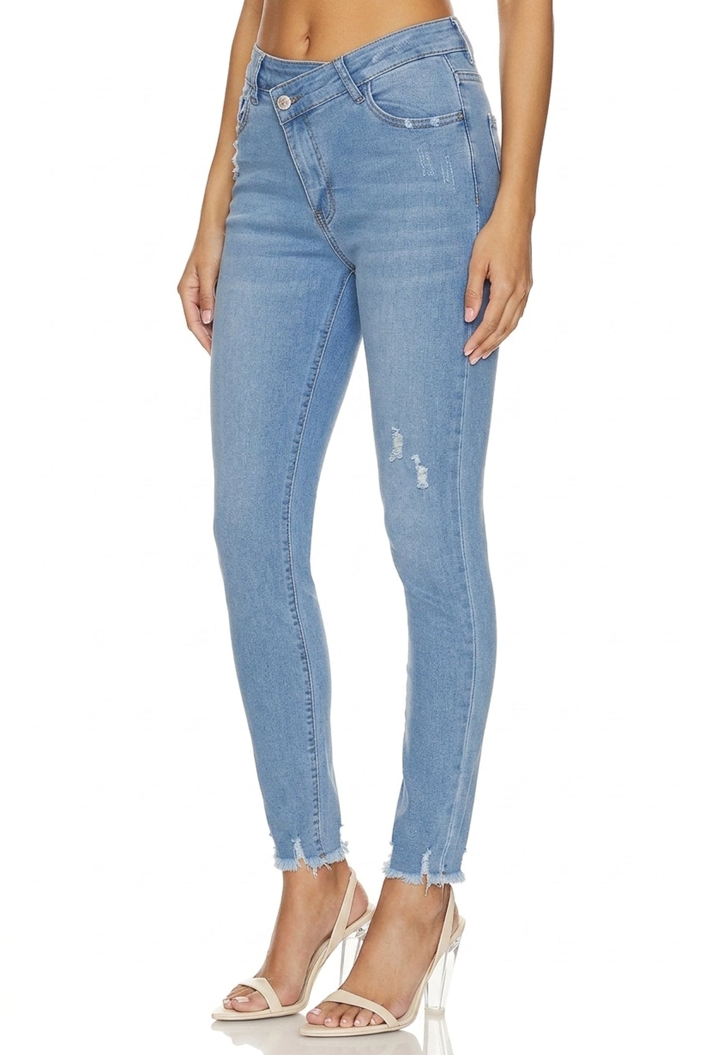Sunzel Womens Crossover Skinny Jeans Stretch Denim Pants, Ripped Ankle Jeans Light Wash High Waist Casual Going Out Denim