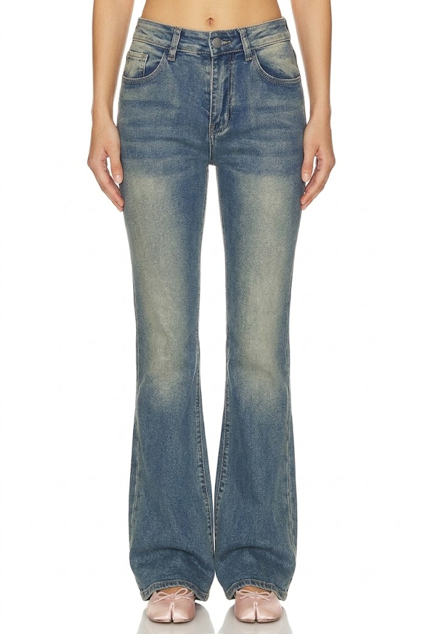 Sunzel Womens Vintage Flare Jeans High Waisted Stretch Denim Pants, Embroidered Pocket Bootcut Jeans Going Out Denim