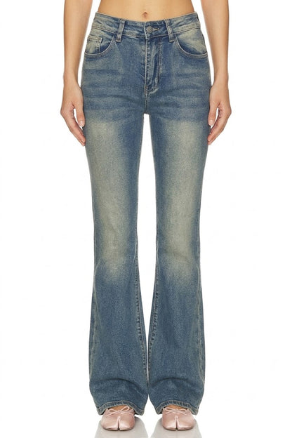 Sunzel Womens Vintage Flare Jeans High Waisted Stretch Denim Pants, Embroidered Pocket Bootcut Jeans Going Out Denim