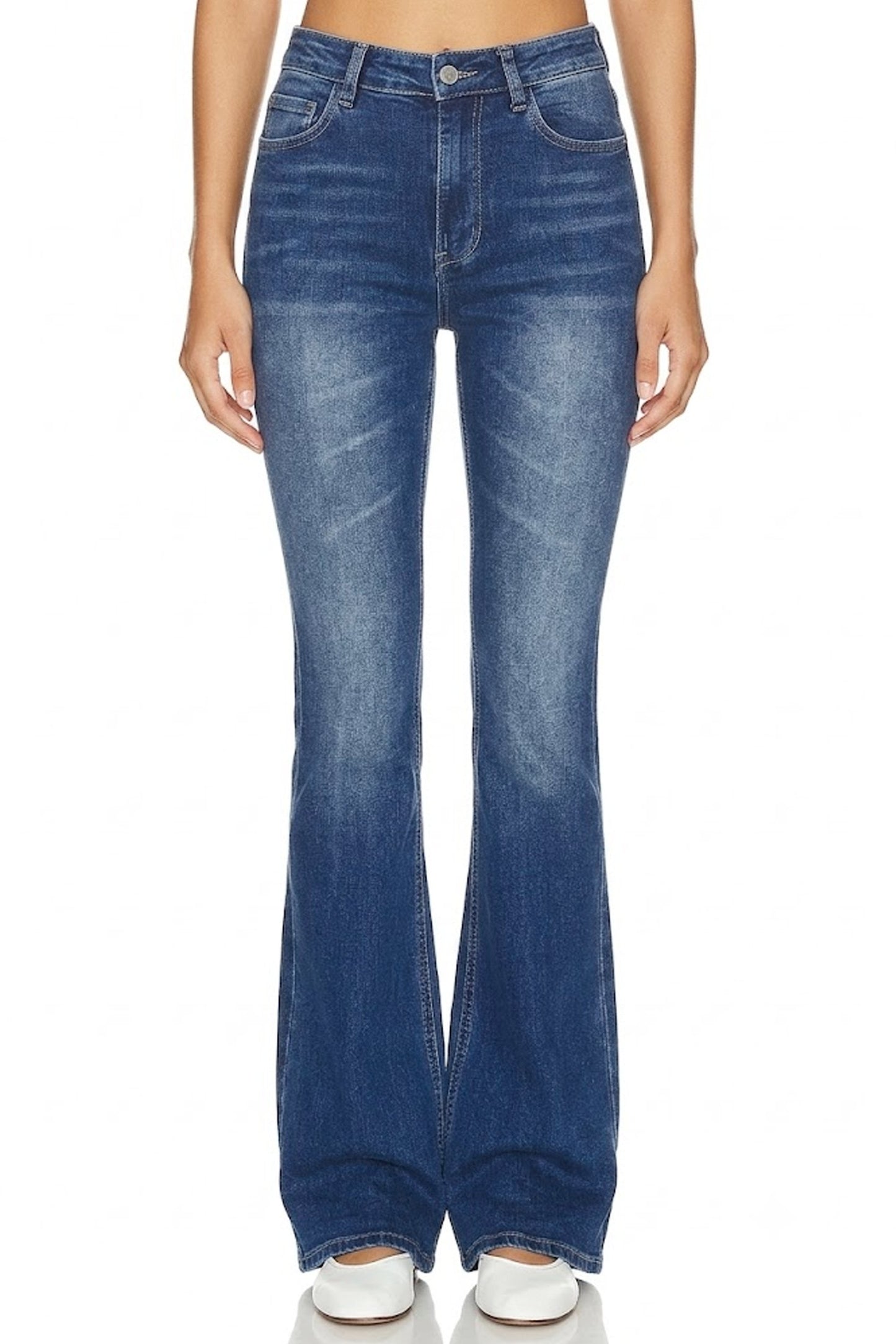 Sunzel Womens High Waisted Bootcut Jeans Flare Leg Stretch Denim Pants Medium Wash with Pockets