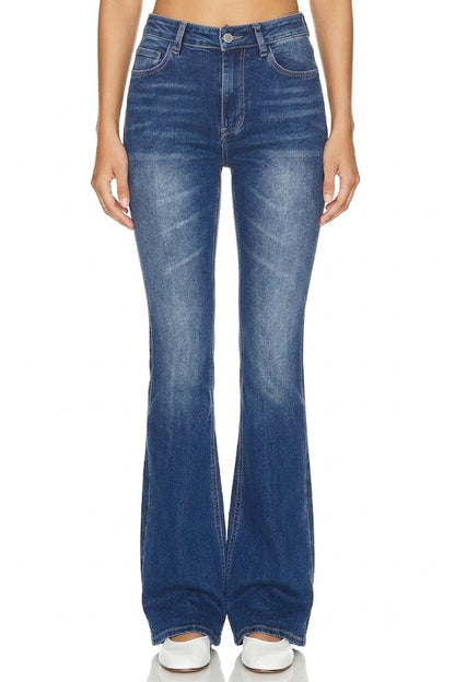Sunzel Womens High Waisted Bootcut Jeans Flare Leg Stretch Denim Pants Medium Wash with Pockets