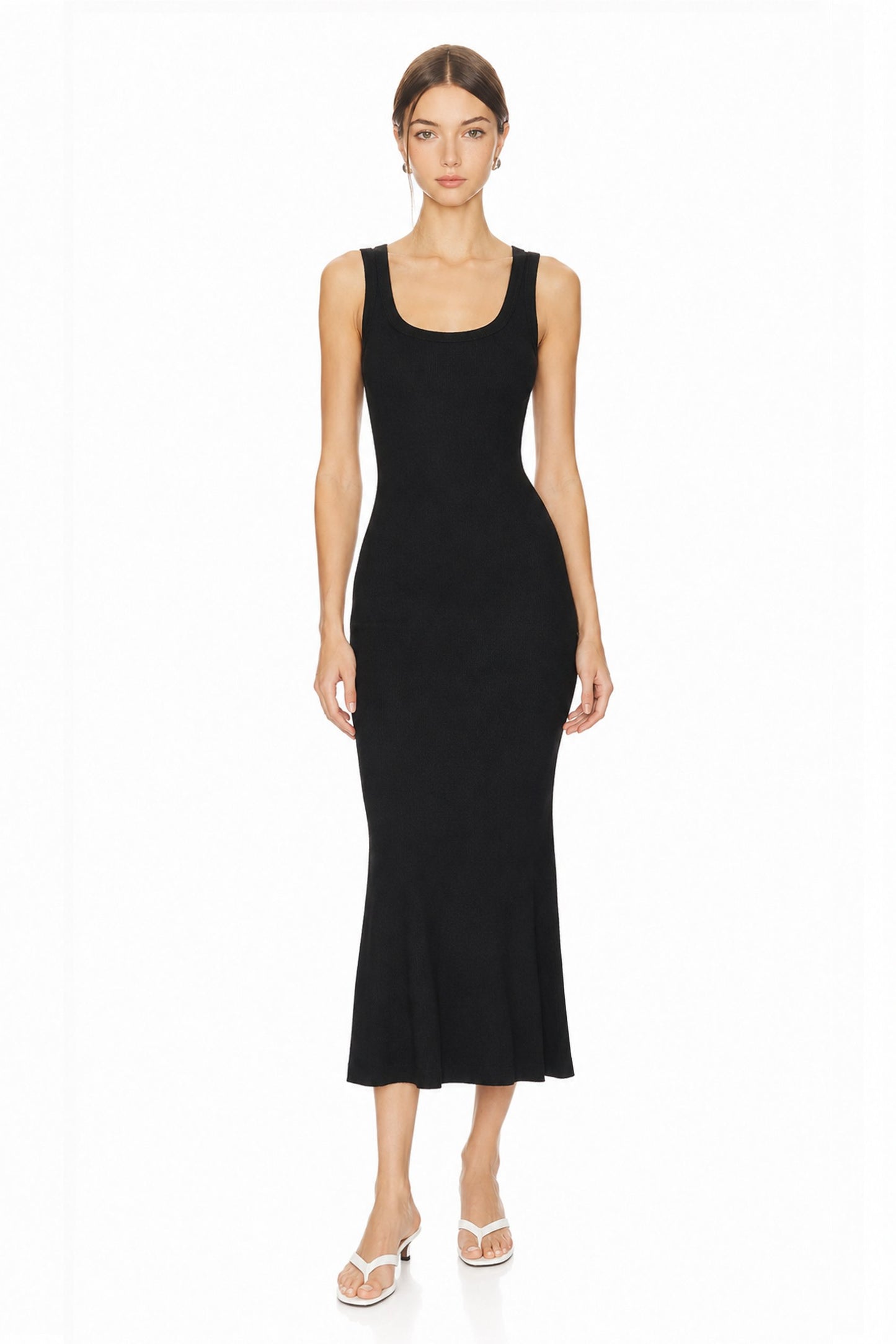 Sunzel Women's Black Tank Maxi Dress Sleeveless Bodycon Dress, Ribbed Knit Scoop Neck Mermaid Hem Going Out Party Dress