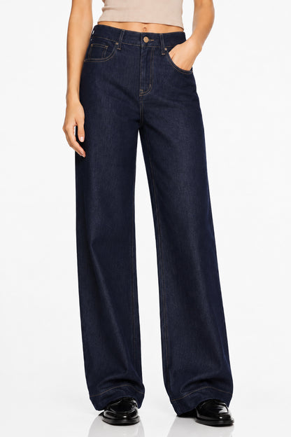 Sunzel Womens Trouser Wide Leg Jeans High Waisted Denim Pants, Dark Wash Loose Long Street Jeans with Pockets