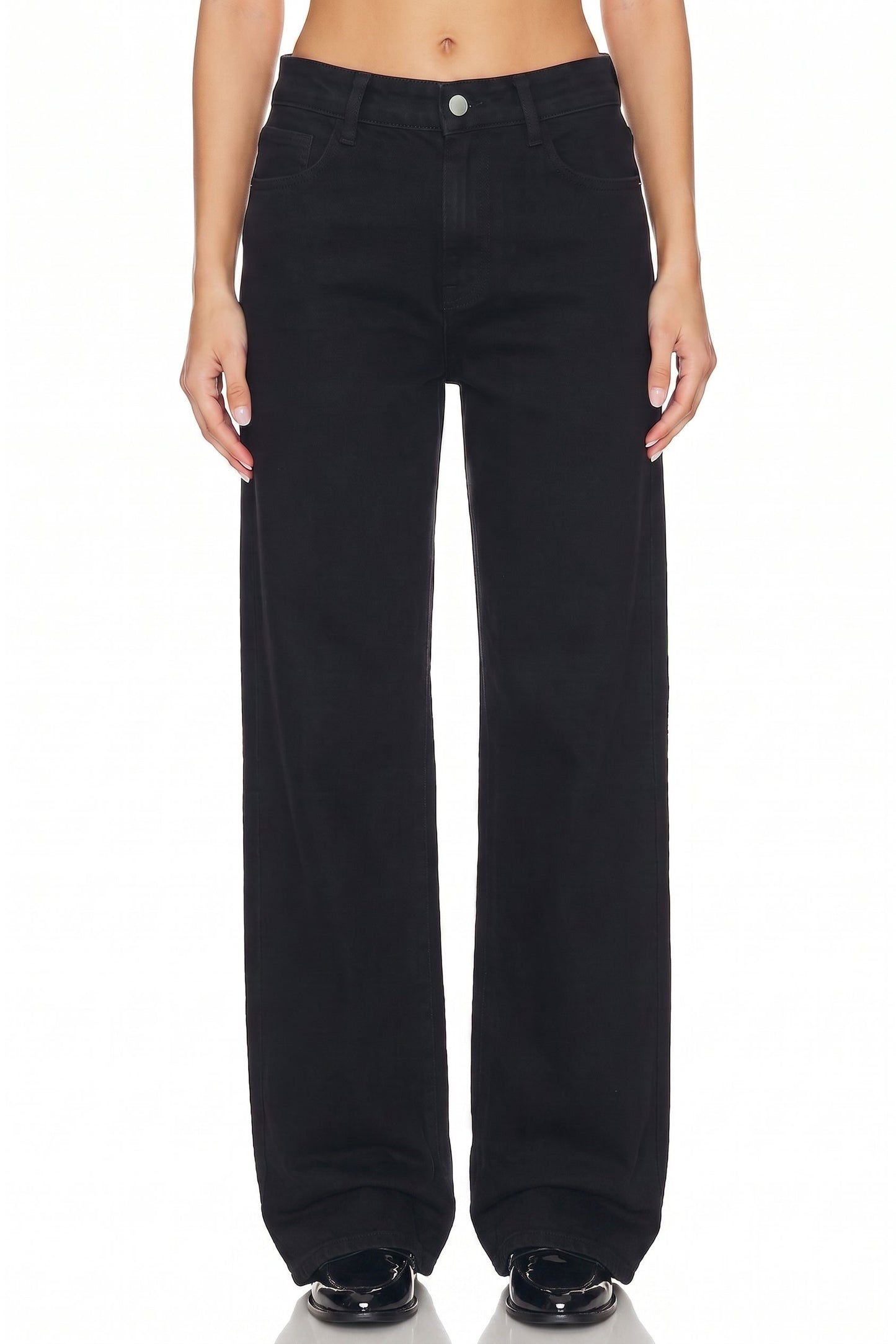 Sunzel Women's High Waisted Wide Leg Jeans Black Denim Pants, Relaxed Straight Leg Jeans with Pockets, Casual Vintage Loose Fit Jeans
