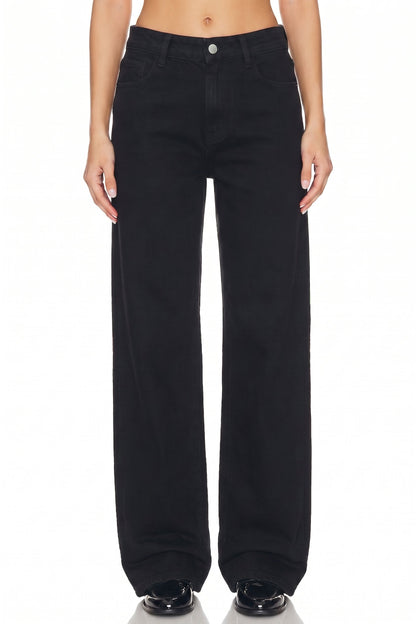 Sunzel Women's High Waisted Wide Leg Jeans Black Denim Pants, Relaxed Straight Leg Jeans with Pockets, Casual Vintage Loose Fit Jeans