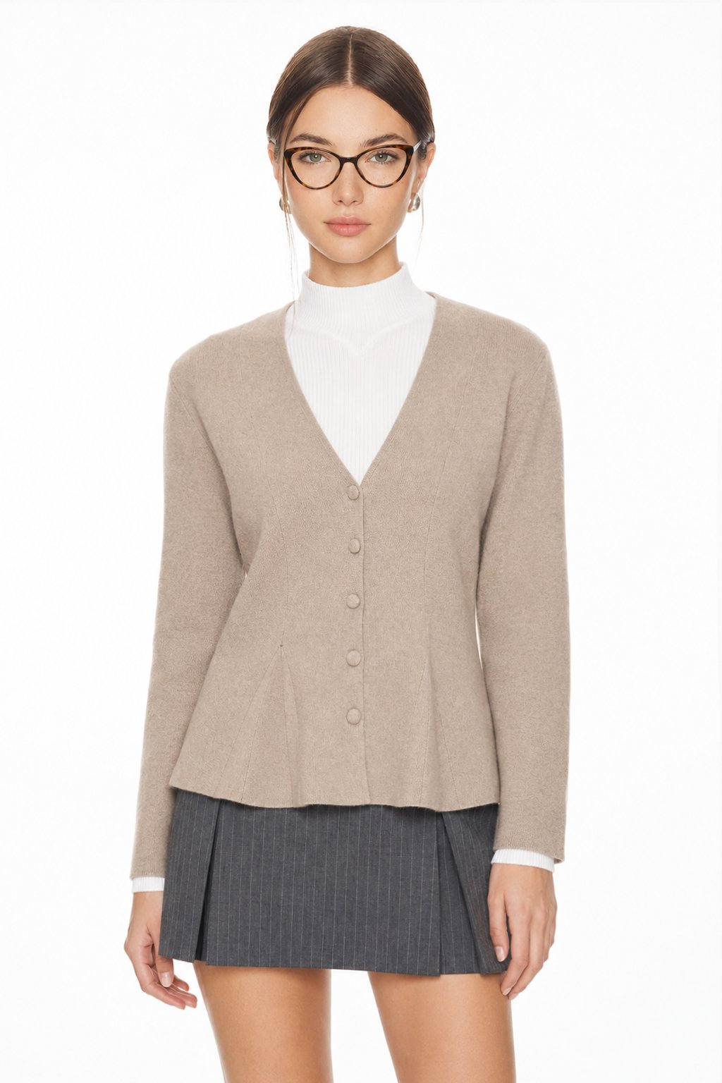 Sunzel Womens Sweater Coat V Neck Button Down Knit Cardigan Peplum Hem Long Sleeve Fall Winter Dressy Casual Jacket