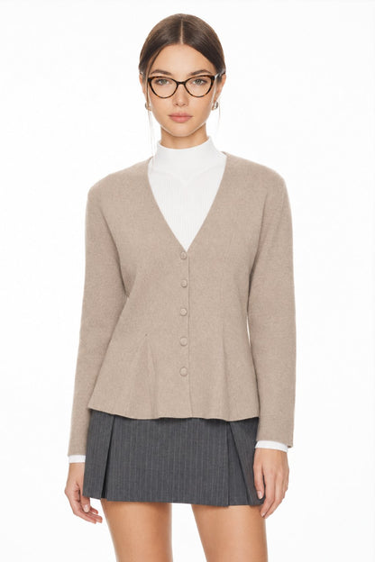 Sunzel Womens Sweater Coat V Neck Button Down Knit Cardigan Peplum Hem Long Sleeve Fall Winter Dressy Casual Jacket