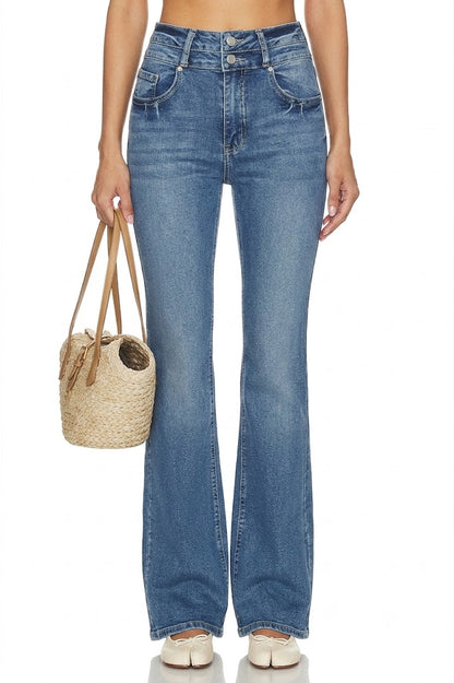 Sunzel Womens Embroidered Flare Jeans High Waisted Denim Pants, Double Button Bootcut Jeans with Pockets Western Style