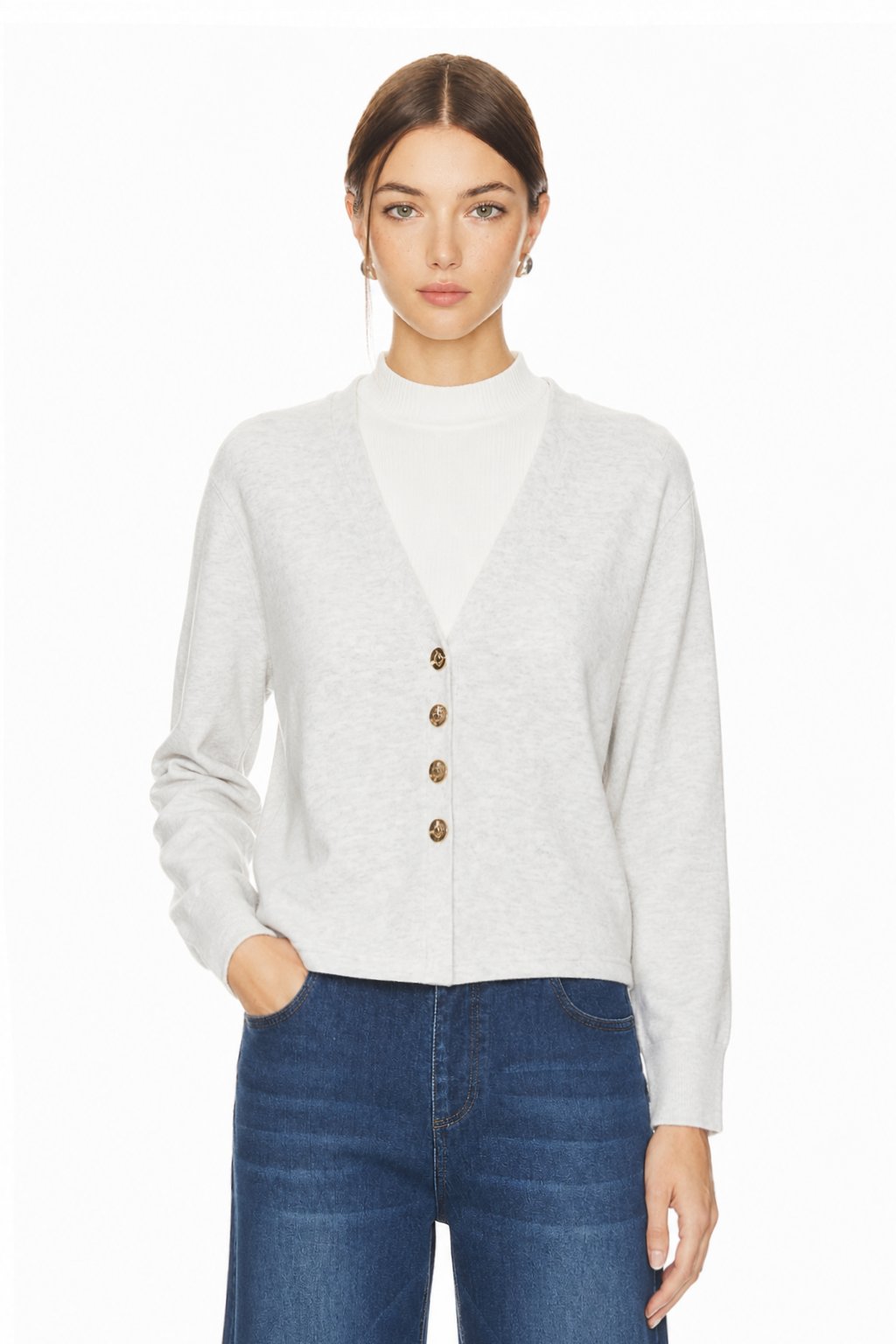 Sunzel Womens Sweater Coat V Neck Button Down Short Cardigan Long Sleeve Smoothing Fall Winter Casual Layering Top