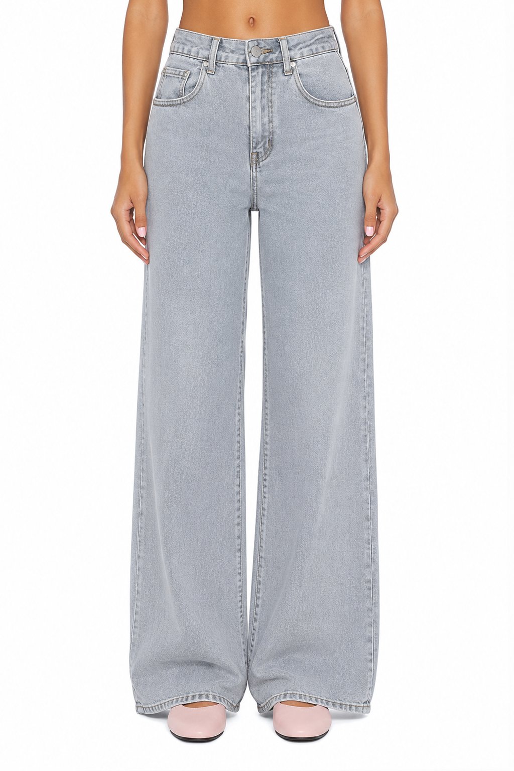 Sunzel Womens Bow Embroidered Wide Leg Jeans High Waisted Denim Pants Pocket Smoothing Loose Casual Straight Jeans