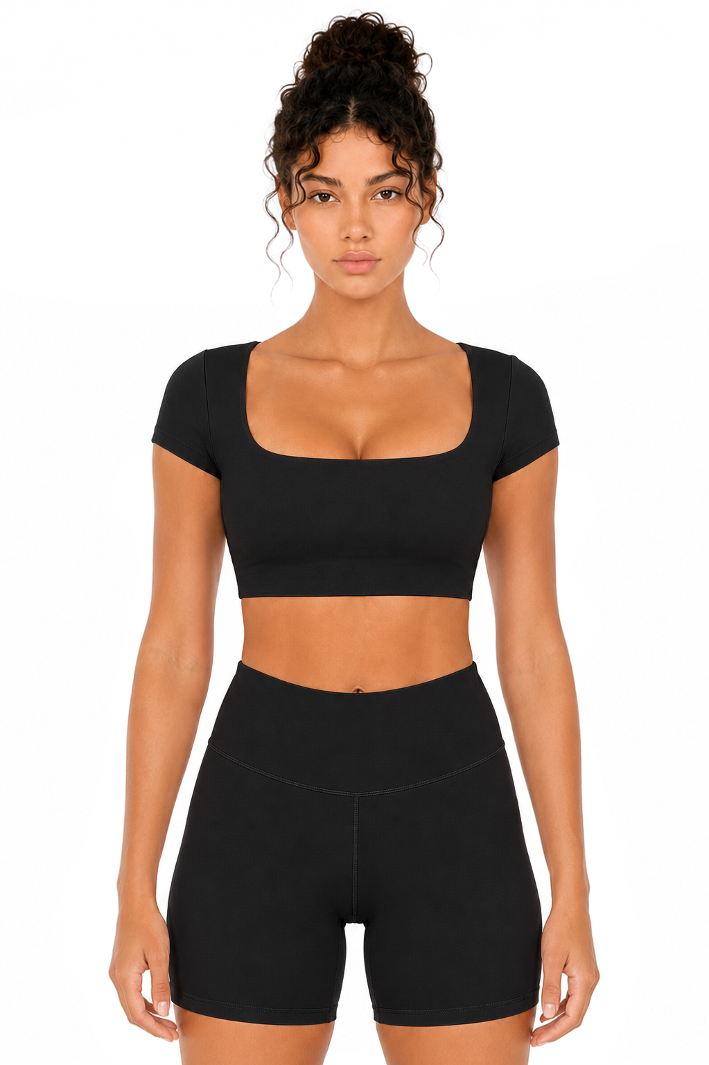Sunzel Womens Short Sleeve Crop Top with Built in Bra Athletic Yoga T Shirt Casual Fitted Workout Gym Active Tee with Padding
