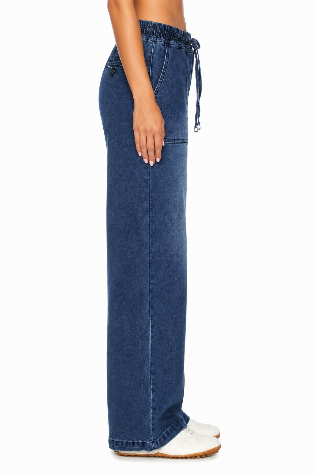 Sunzel Womens Drawstring Wide Leg Jeans Elastic Waist Denim Pants, High Waisted Pull On Baggy Casual Jean Pants with Pockets