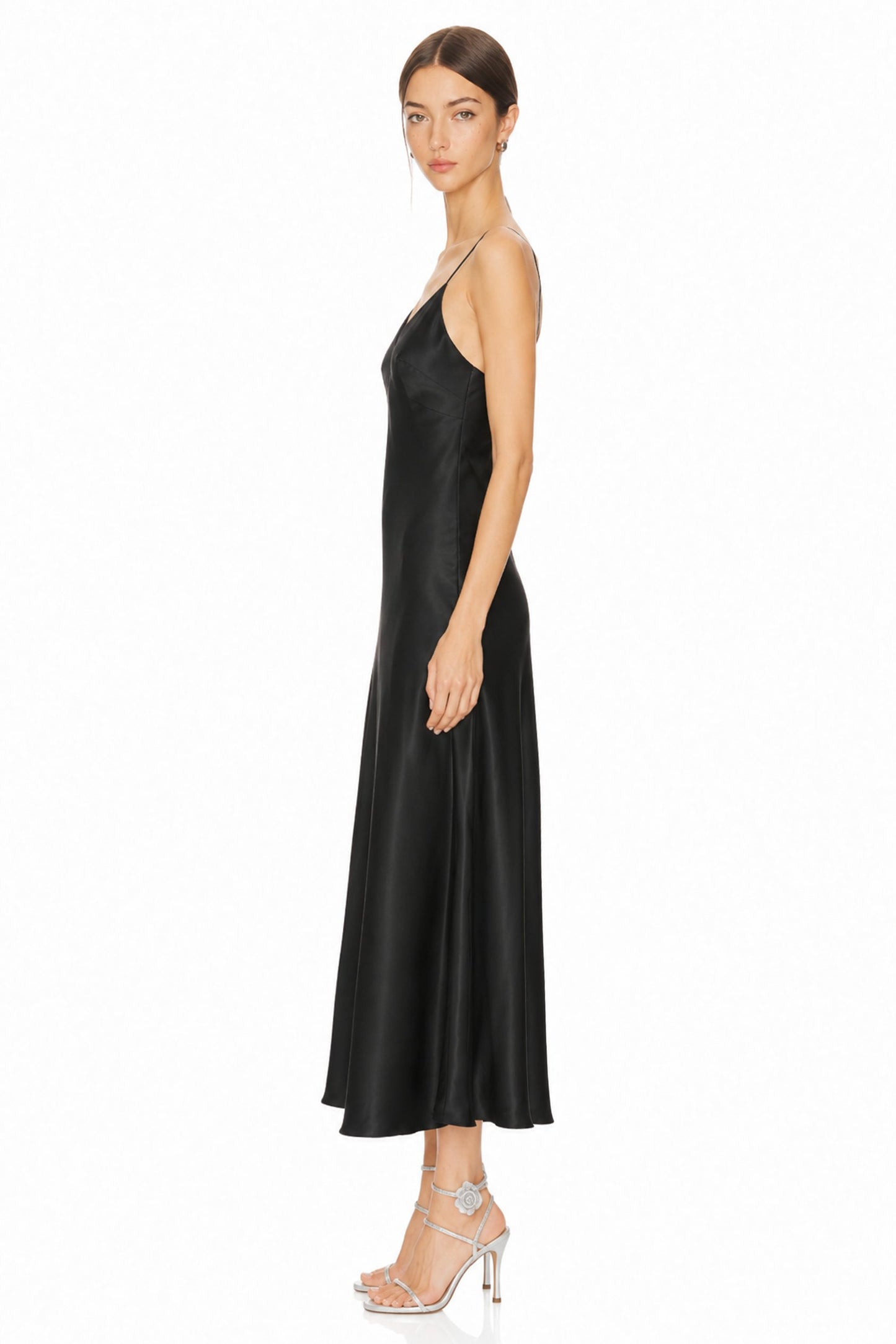 Sunzel Womens Satin Slip Dress Spaghetti Strap V Neck Backless Maxi Dress for Wedding Guest Cocktail Party Summer Formal Evening
