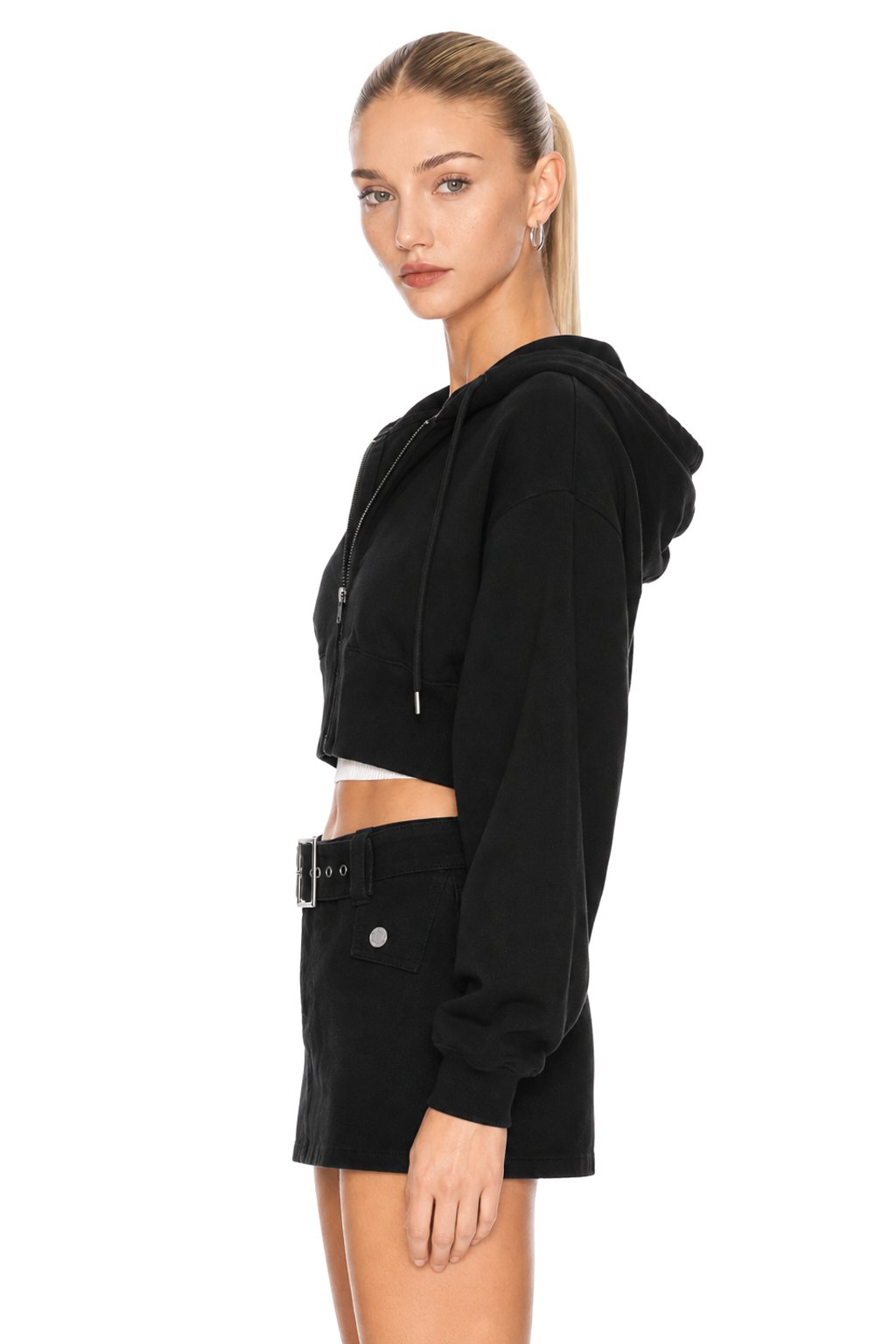 Sunzel Womens Cropped Zip Up Hoodie Long Sleeve Hooded Sweatshirt, Drawstring Loose Fit Casual Lightweight Jacket for Women