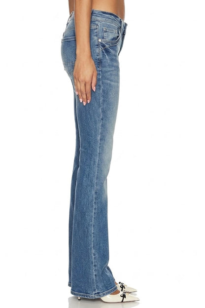 Sunzel Womens Bootcut Jeans Stretch Denim Pants, Double Button Flare Leg Light Wash Retro Jeans with Pockets