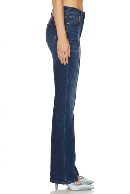 Sunzel Womens Contrast Stitch Flare Jeans High Waisted Denim Pants, Dark Wash Bootcut Jeans with Front Patch Pockets