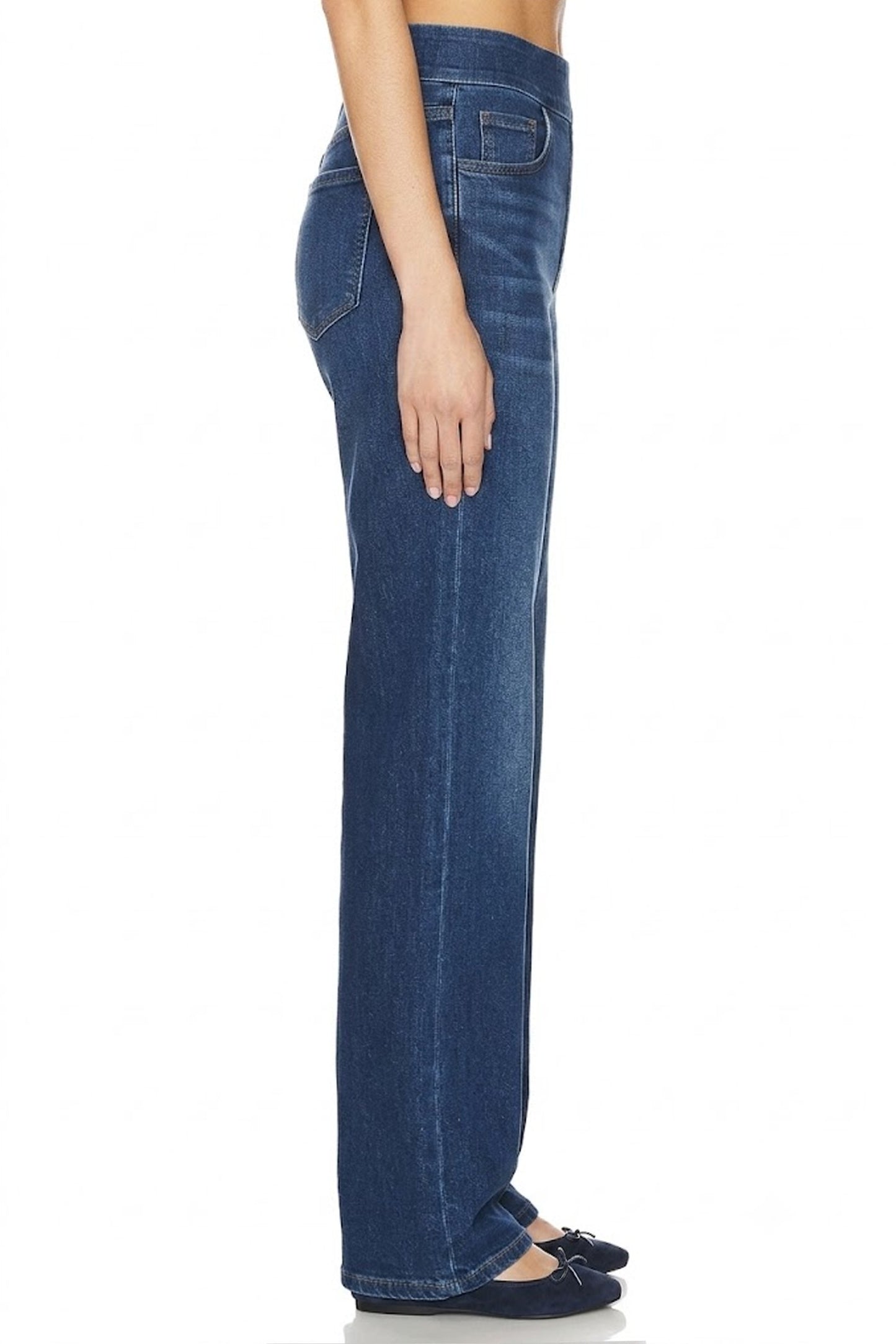 Sunzel Womens Wide Leg Denim Pants Pull On Jeans, High Waist Elastic Waist Stretch Palazzo Jeans with Pockets