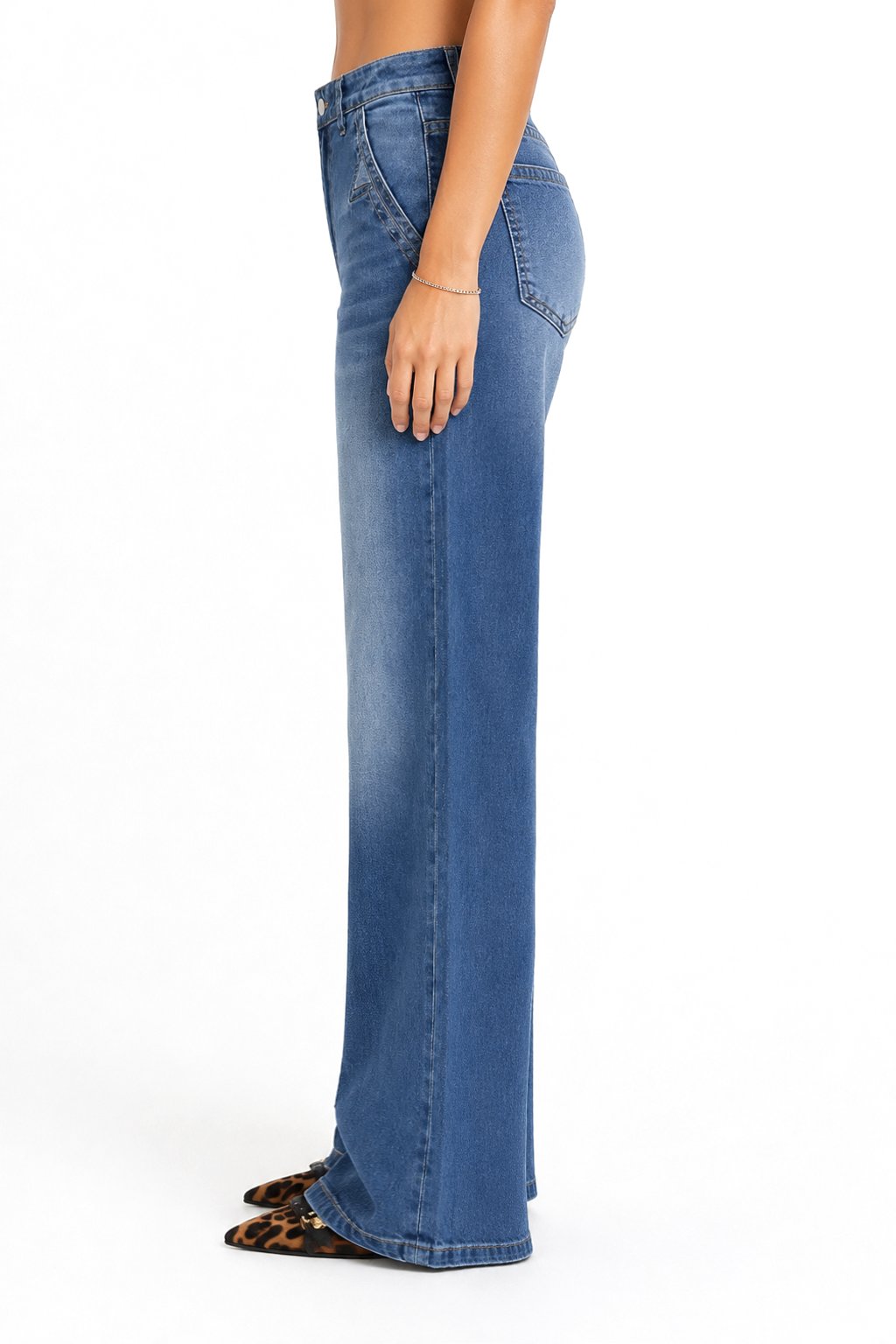 Sunzel Womens Embroidered Wide Leg Jeans High Waisted Denim Pants Pocket Smoothing Loose Stretch Casual Jeans