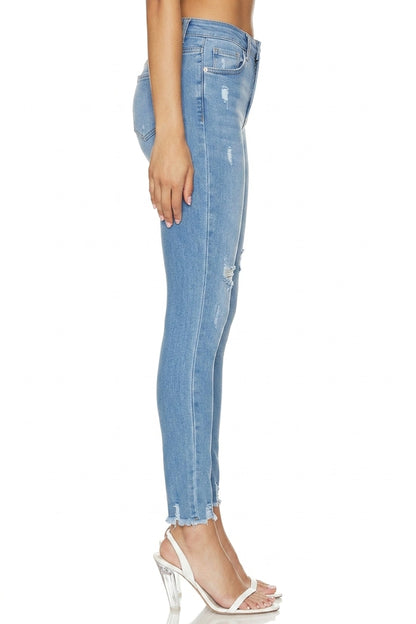Sunzel Womens Crossover Skinny Jeans Stretch Denim Pants, Ripped Ankle Jeans Light Wash High Waist Casual Going Out Denim