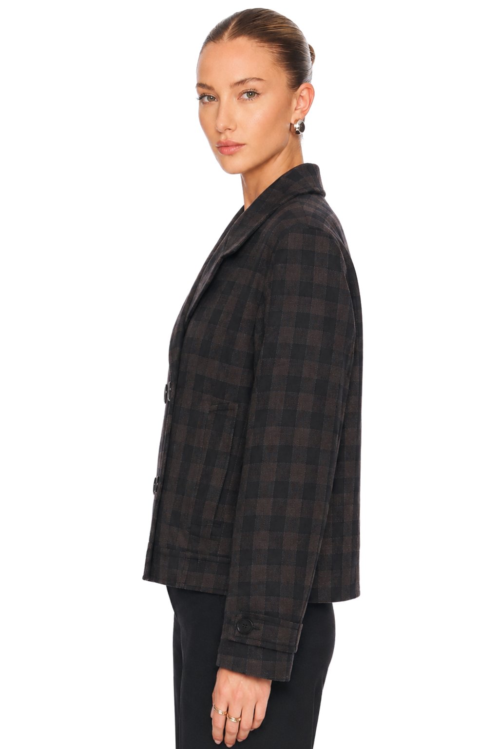 Sunzel Womens Plaid Blazer Jacket Cropped Double Breasted Coat, Wool Like Short Fall Winter Outerwear with Pockets