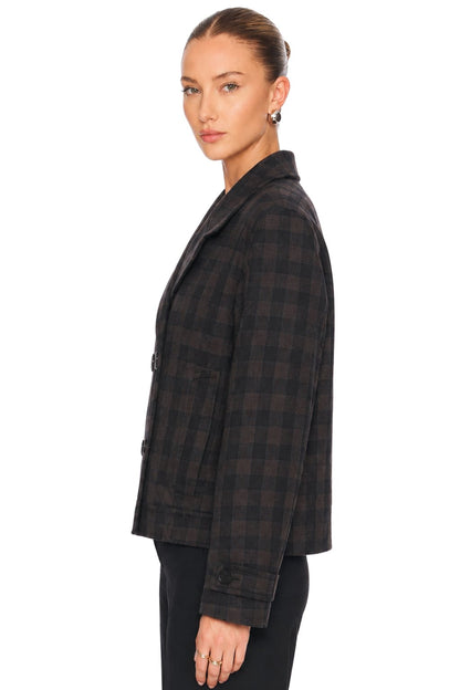 Sunzel Womens Plaid Blazer Jacket Cropped Double Breasted Coat, Wool Like Short Fall Winter Outerwear with Pockets