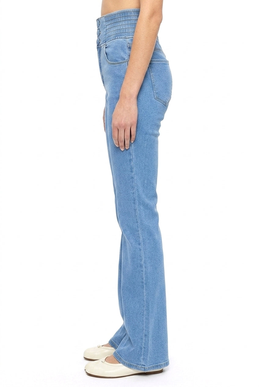Sunzel Womens Elastic Waist Flare Jeans High Waisted Denim Pants Butt Lifting Pocket Smoothing Slim Stretch Jeans