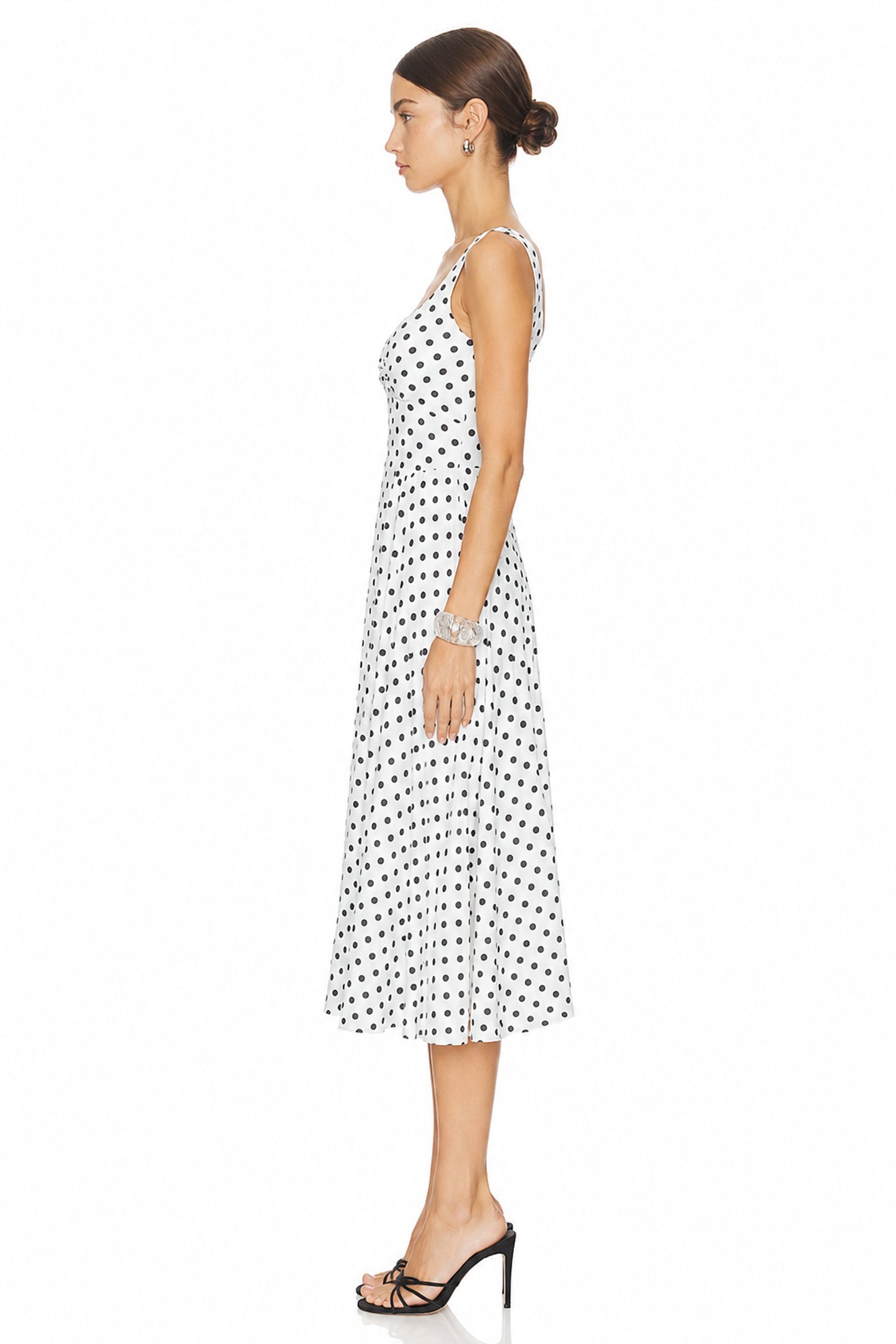 Sunzel Womens Polka Dot Midi Dress V Neck Sleeveless Fit and Flare Dress, Summer Wedding Guest Vacation Party Dress