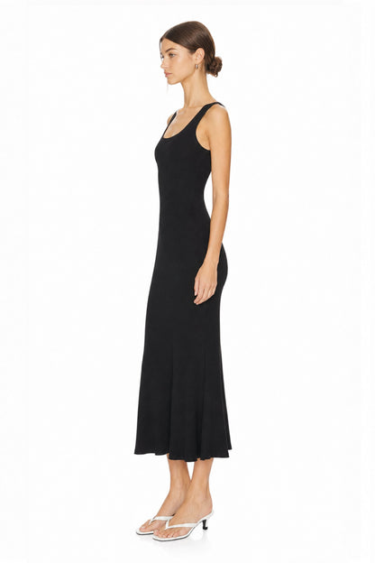 Sunzel Women's Black Tank Maxi Dress Sleeveless Bodycon Dress, Ribbed Knit Scoop Neck Mermaid Hem Going Out Party Dress