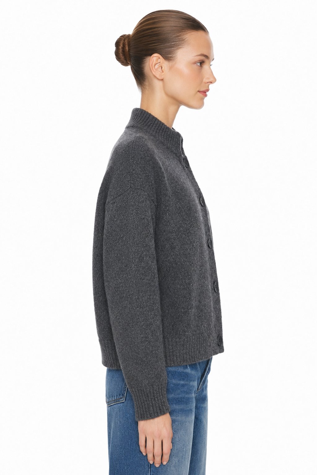 Sunzel Womens Sweater Coat Stand Collar Button Down Knit Cardigan Long Sleeve Ribbed Trim Fall Winter Casual Jacket